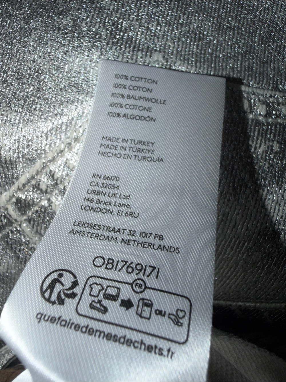 We the Free Moxie Low Slung Pull On Barrel Pants in Metallic Silver Sz 31 NWOT - Picture 4 of 4